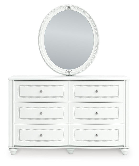 Kozlani Twin Upholstered Panel Storage Bed, Dresser and Mirror