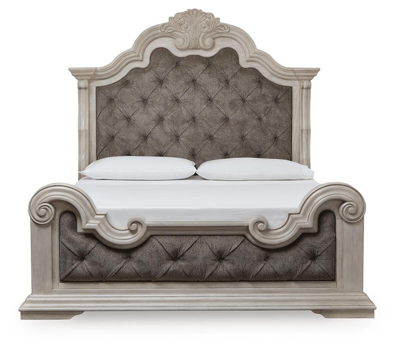 Bruchandi California King Upholstered Panel Bed with Mirrored Dresser