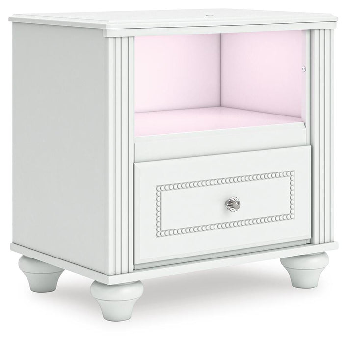 Kozlani Twin Upholstered Panel Bed, Dresser, Mirror and Nightstand
