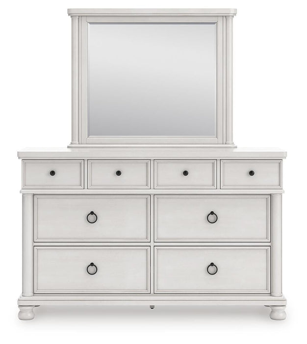 Rowlenstown California King Poster Bed, Dresser and Mirror