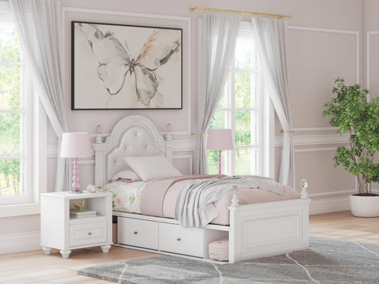 Kozlani Twin Upholstered Panel Bed with Storage