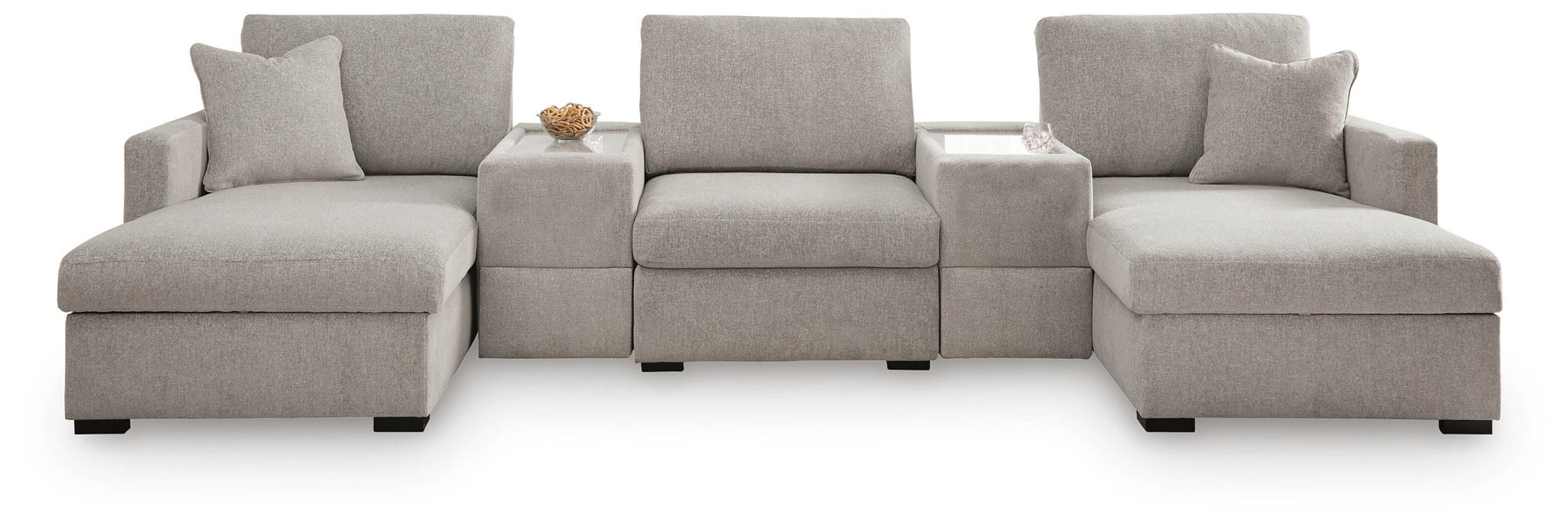 ModMax Luxe 5-Piece Double Chaise Sectional with Storage Consoles