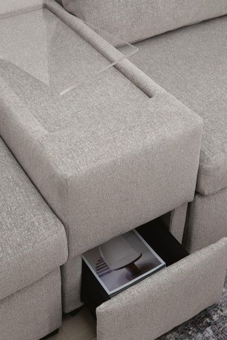 ModMax Luxe 5-Piece Double Chaise Sectional with Storage Consoles