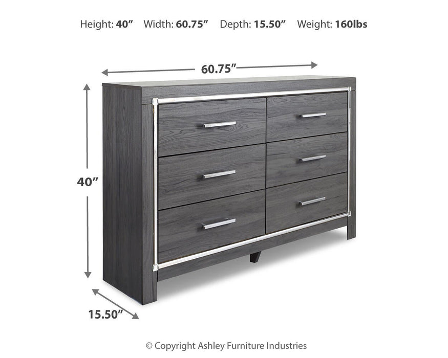 Lodanna Full Upholstered Panel Headboard Bed with Mirrored Dresser