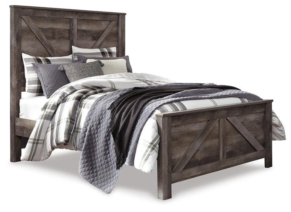 Wynnlow Queen Crossbuck Panel Bed with Mirrored Dresser, Chest and Nightstand