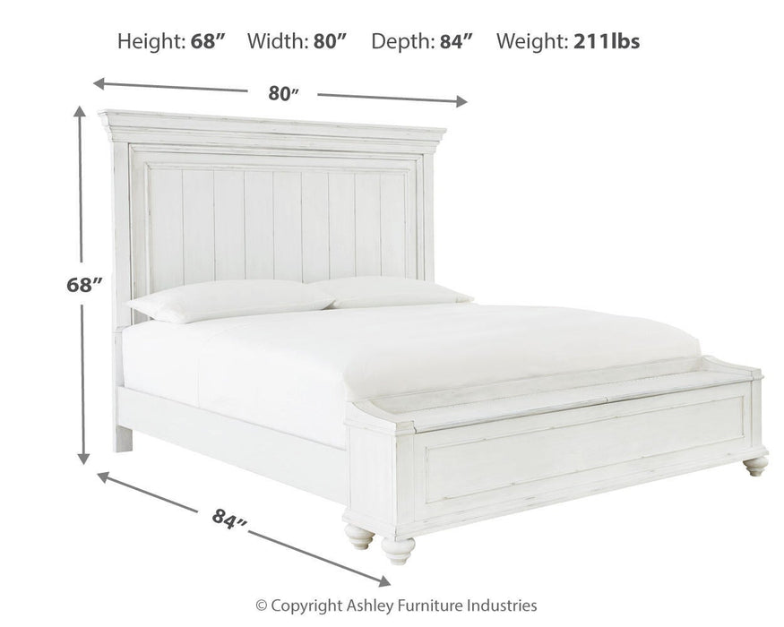 Kanwyn King Panel Bed with Storage with Mirrored Dresser