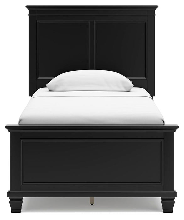 Lanolee Twin Panel Bed with Mirrored Dresser and Nightstand