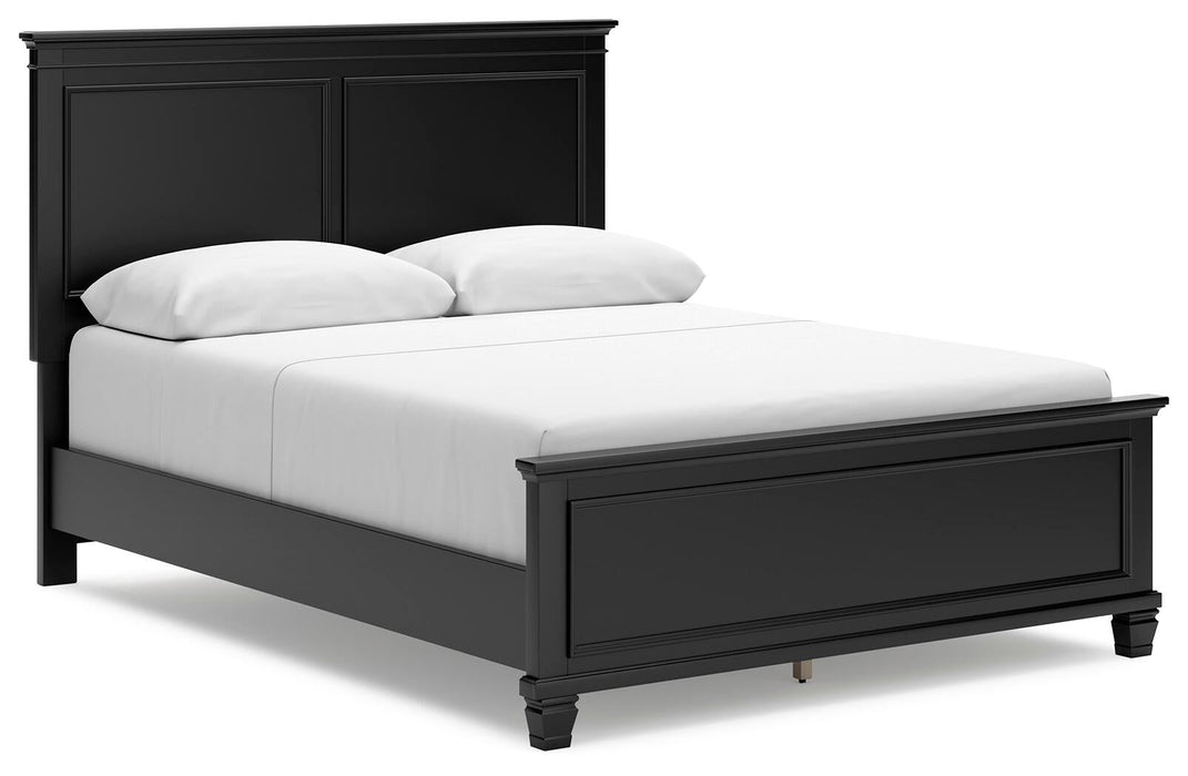 Lanolee Queen Panel Bed with Mirrored Dresser, Chest and Nightstand