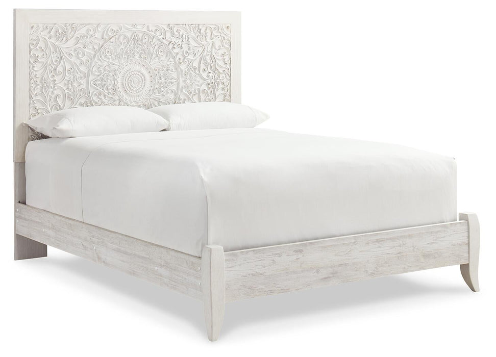 Paxberry Queen Panel Bed with Mirrored Dresser, Chest and Nightstand