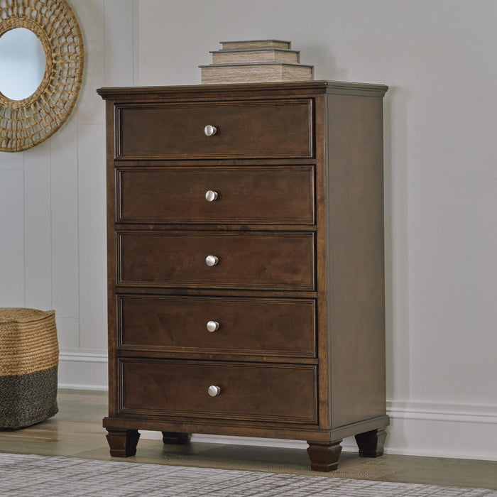 Danabrin Twin Panel Bed with Mirrored Dresser, Chest and Nightstand