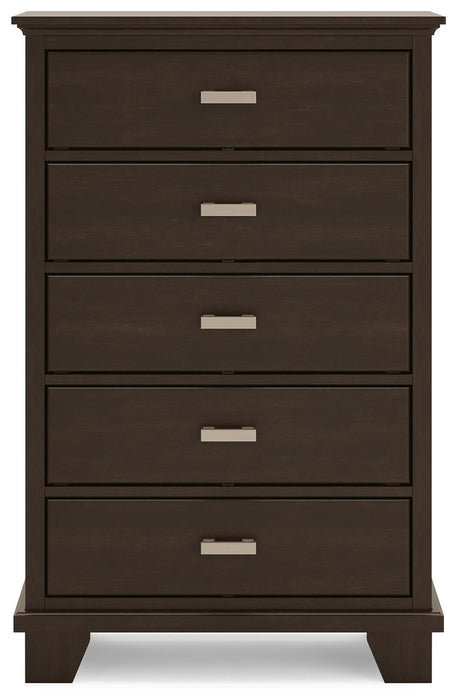Covetown Queen Panel Bed, Dresser, Mirror, Chest and Nightstand