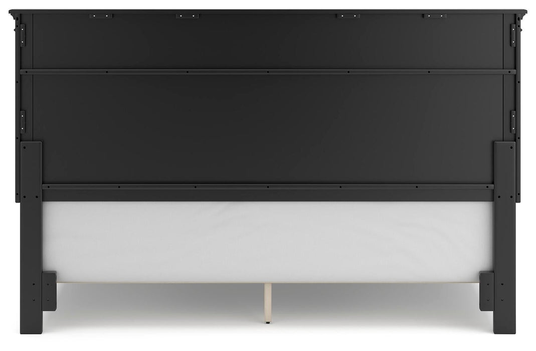 Lanolee California King Panel Bed with Mirrored Dresser