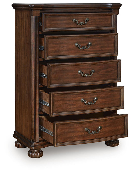 Lavinton King Poster Bed, Dresser, Mirror, Chest and Nightstand