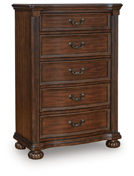 Lavinton California King Poster Bed, Dresser, Mirror, Chest and Nightstand