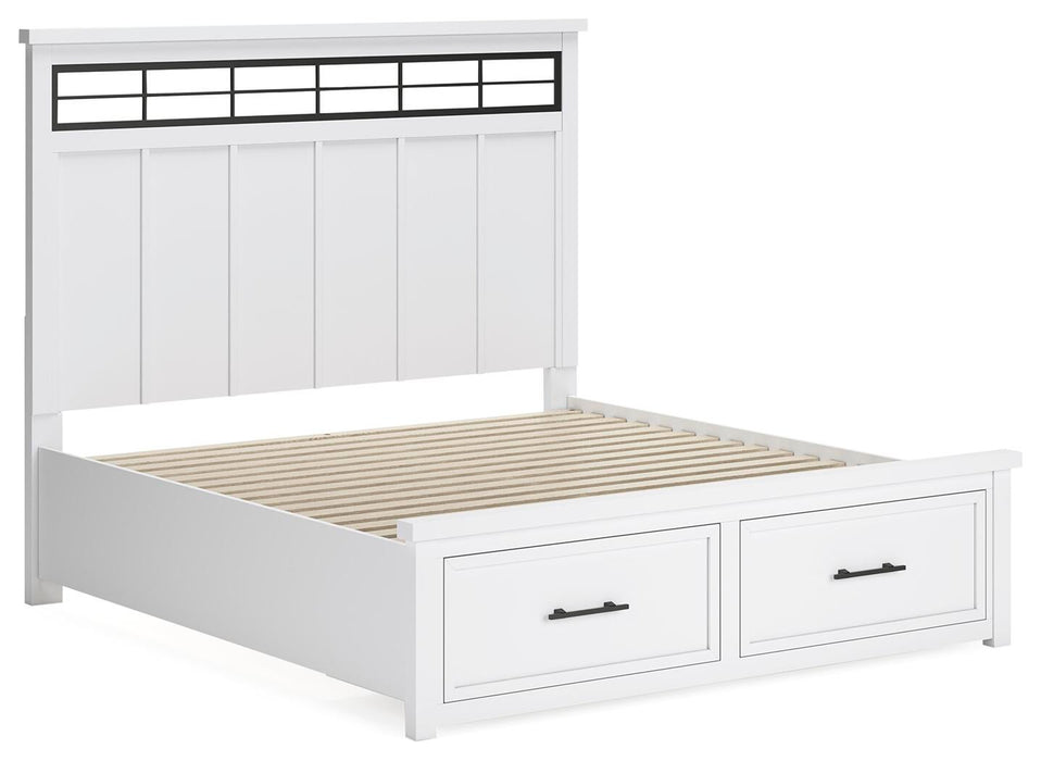 Ashbryn King Panel Storage Bed, Dresser, Mirror and Nightstand