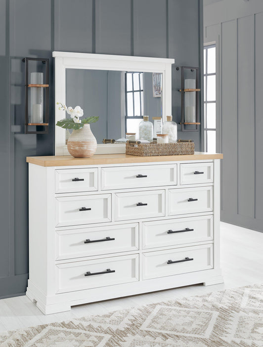 Ashbryn California King Panel Storage Bed, Dresser, Mirror and Nightstand