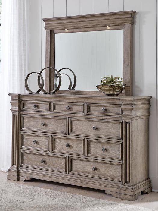 Blairhurst Queen Panel Bed with Mirrored Dresser and Nightstand