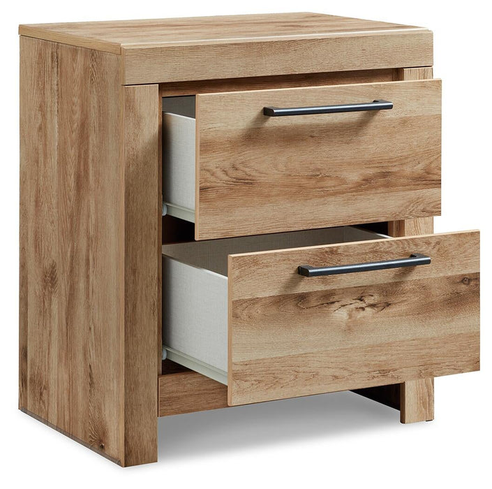 Hyanna Queen Panel Storage Bed with 1 Under Bed Storage Drawer, Dresser, Mirror and Nightstand