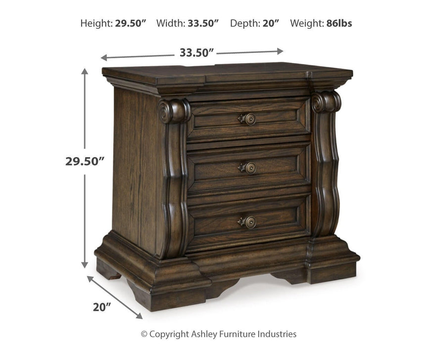 Maylee Queen Upholstered Bed, Dresser, Mirror, Chest and Nightstand