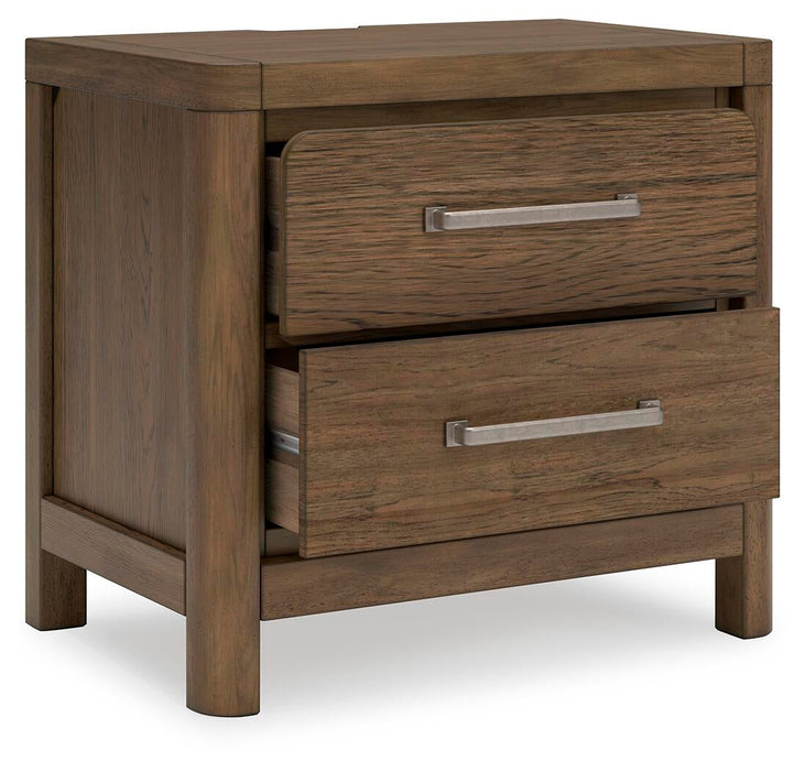 Cabalynn King Panel Bed with Storage with Mirrored Dresser and Nightstand