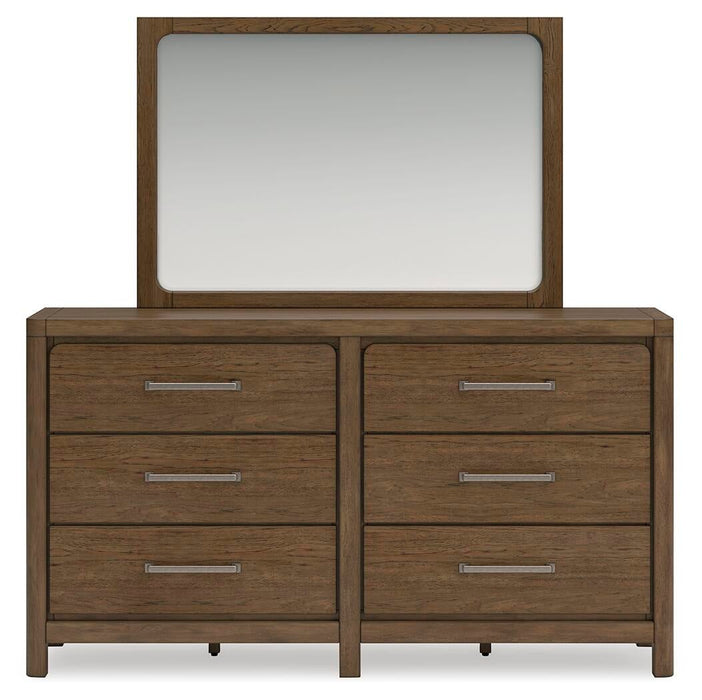 Cabalynn King Panel Bed with Storage with Mirrored Dresser