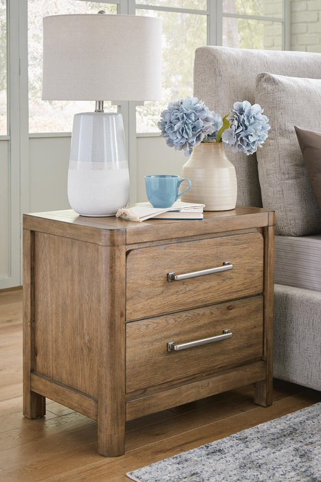 Cabalynn California King Upholstered Bed with Mirrored Dresser and Nightstand