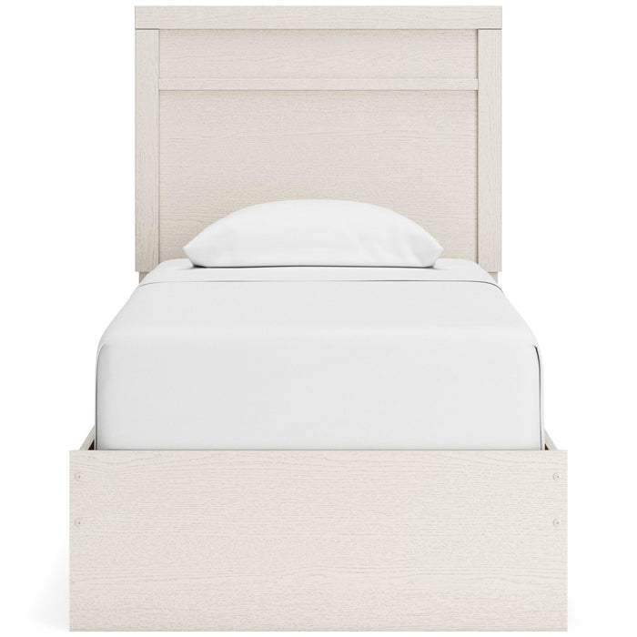 Stelsie Twin Panel Bed with Mirrored Dresser, Chest and Nightstand