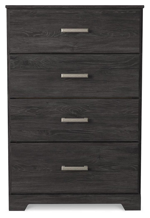 Belachime King Panel Bed with Mirrored Dresser, Chest and Nightstand