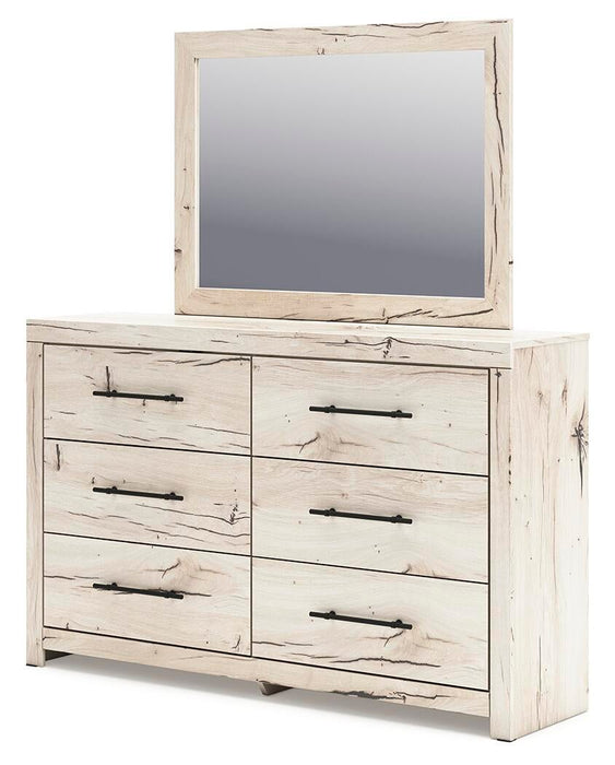 Lawroy Queen Panel Bed with Storage, Dresser and Mirror