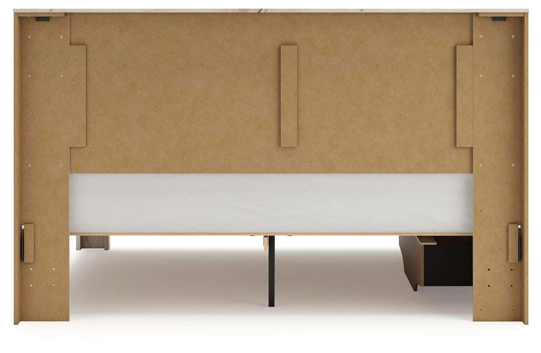 Lawroy King Panel Bed with Storage, Dresser and Mirror