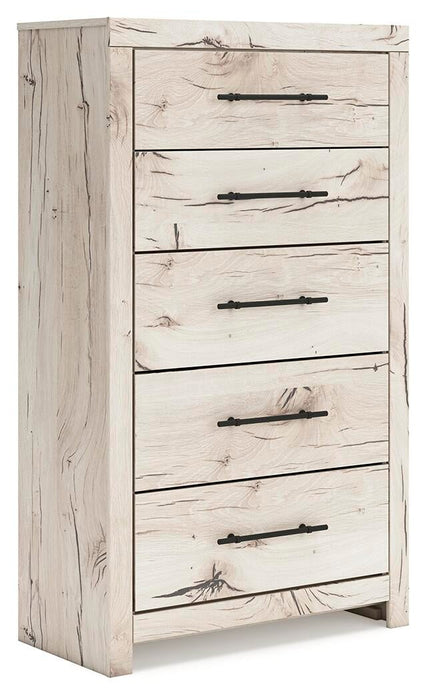 Lawroy King Panel Bed with Storage, Dresser, Mirror, Chest and Nightstand