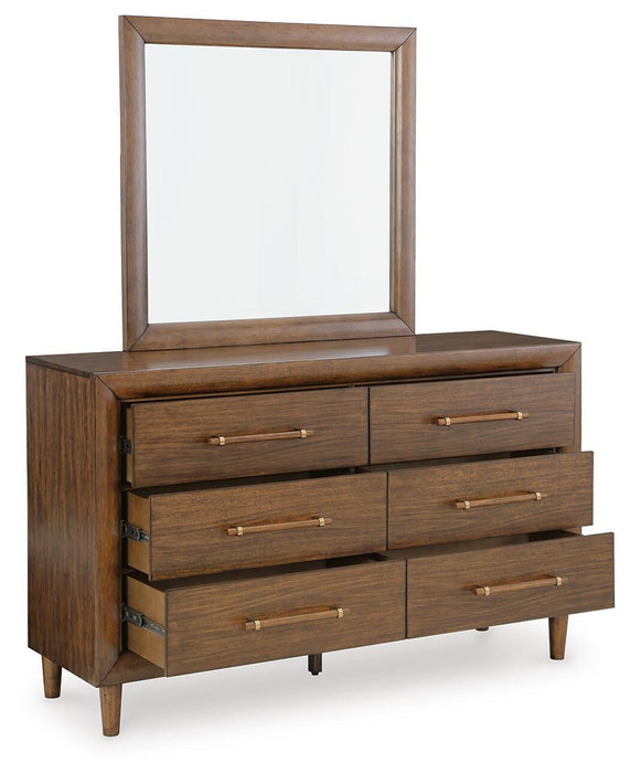 Lyncott California King Upholstered Bed, Dresser, Mirror, Chest and Nightstand