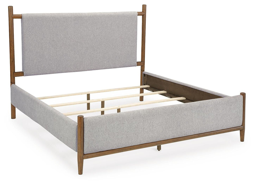 Lyncott California King Upholstered Bed, Dresser, Mirror, Chest and Nightstand