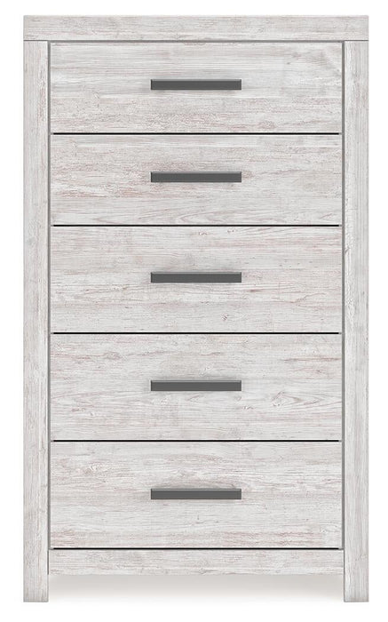 Cayboni King Panel Bed, Dresser, Mirror, Chest and Nightstand