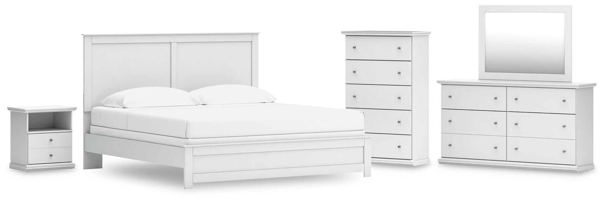Bostwick Shoals King Panel Bed, Dresser, Mirror, Chest and Nightstand