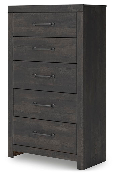 Delmorta Twin Panel Bed, Dresser, Mirror, Chest and Nightstand