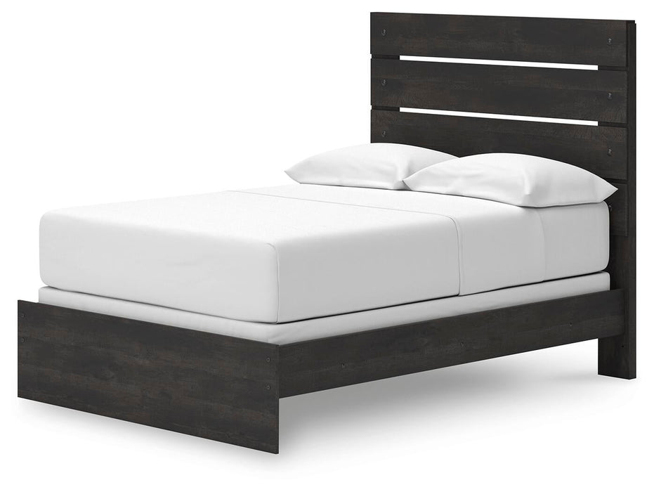 Delmorta Full Panel Bed, Dresser, Mirror, Chest and Nightstand