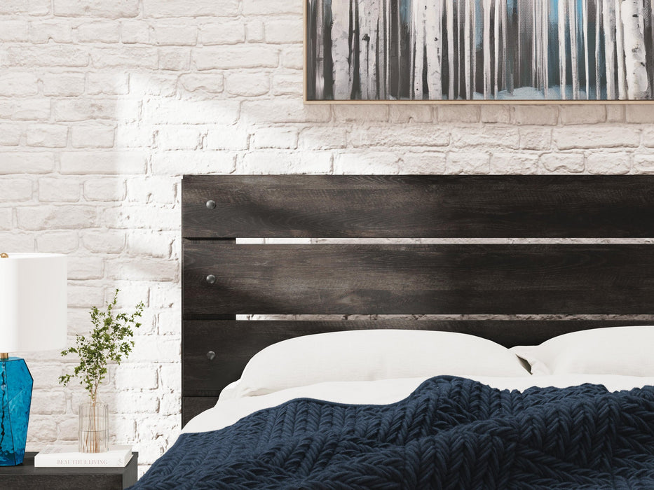 Delmorta King Panel Bed, Dresser, Mirror and Nightstand