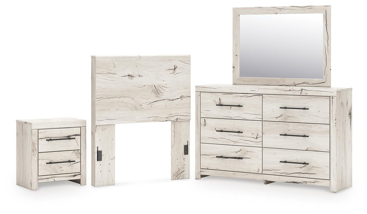 Lawroy Twin Panel Headboard, Dresser, Mirror and Nightstand
