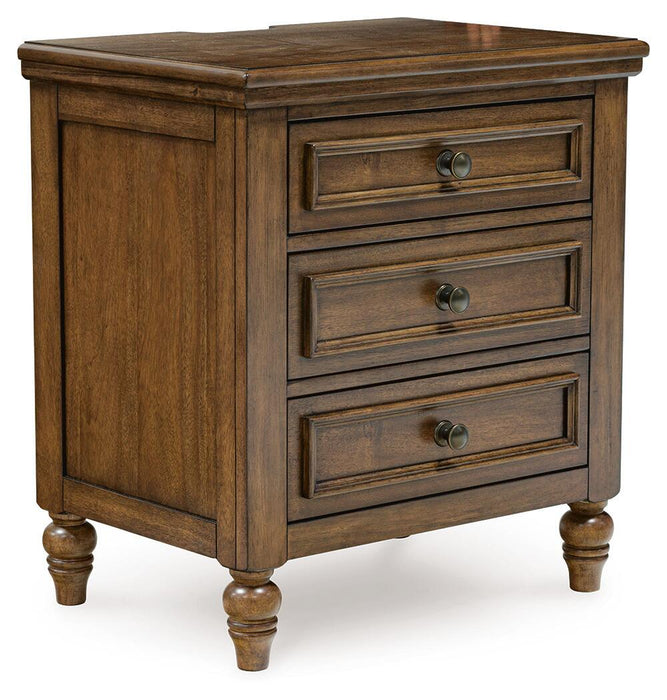 Sturlayne California King Upholstered Panel Bed, Dresser, Mirror and Nightstand