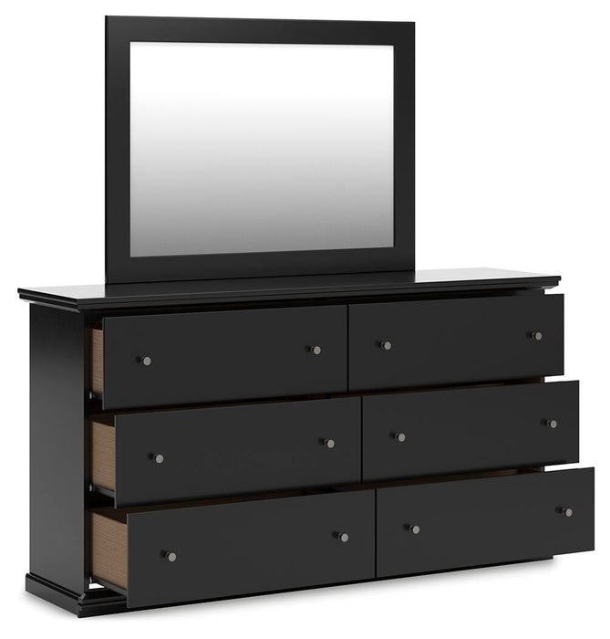 Maribel King Panel Bed, Dresser, Mirror, Chest and Nightstand