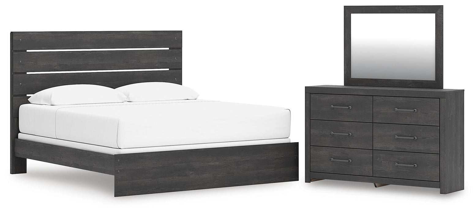 Delmorta King Panel Bed, Dresser and Mirror