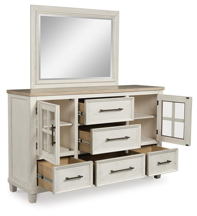 Shaybrock California King Panel Bed, Dresser, Mirror, Chest and Nightstand