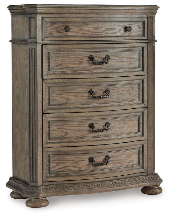 Ardenfield California King Upholstered Sleigh Bed, Dresser, Mirror, Chest and Nightstand