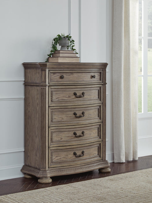 Ardenfield California King Upholstered Sleigh Bed, Dresser, Mirror, Chest and Nightstand