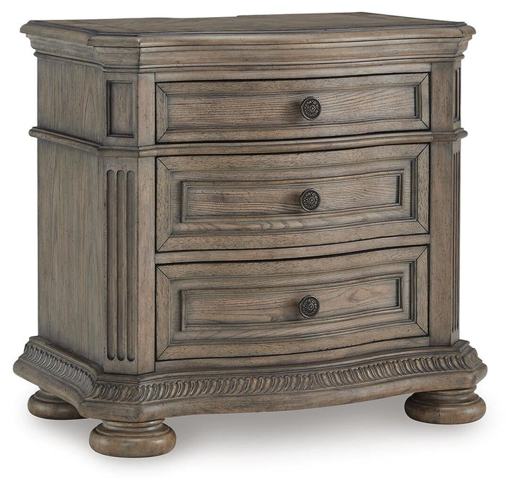 Ardenfield California King Upholstered Sleigh Bed, Dresser, Mirror and Nightstand