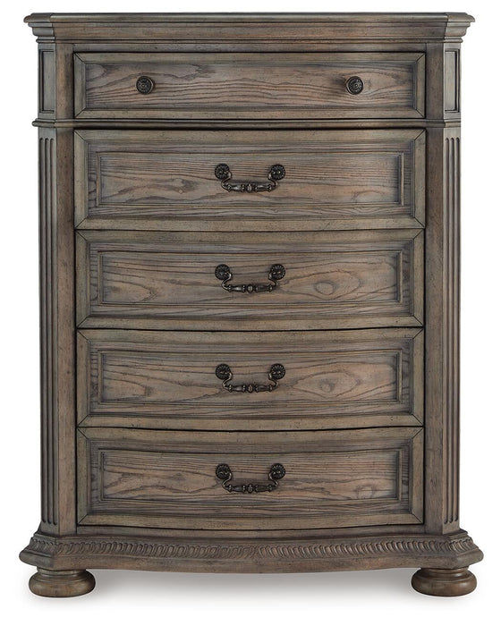 Ardenfield King Upholstered Sleigh Bed, Dresser, Mirror, Chest and Nightstand