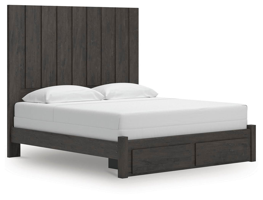 Parlayon King Panel Storage Bed, Dresser, Mirror, Chest and Nightstand