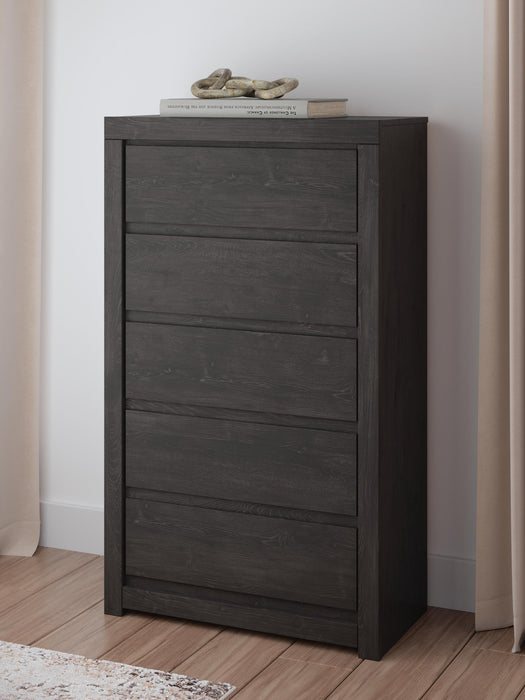 Parlayon King Panel Storage Bed, Dresser, Mirror, Chest and Nightstand