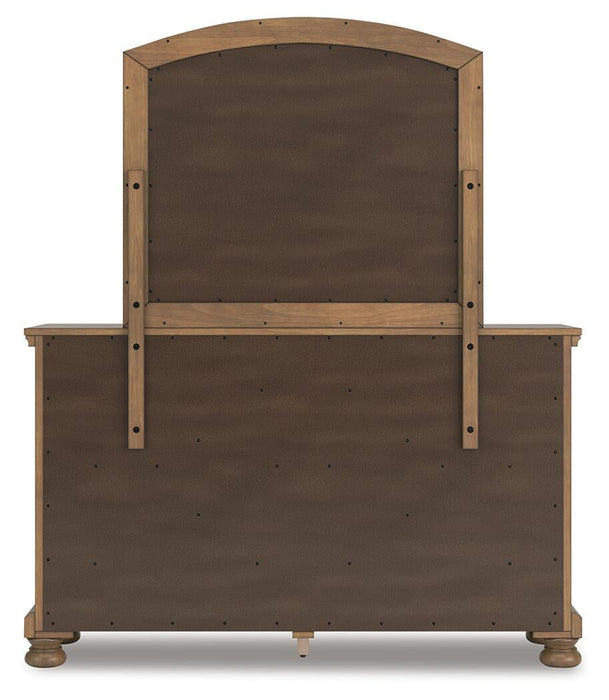 Vandenmore Queen Storage Sleigh Bed with Mirrored Dresser, Chest and Nightstand